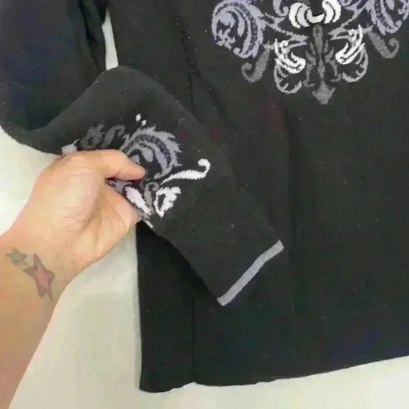 Athleta- Floral black half zip sweater Sz Small - Picture 4 of 10